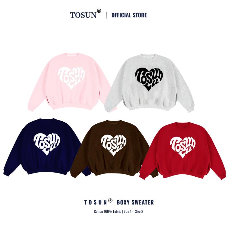  Áo Sweater Nỉ Bông Trái Tim TOSUN Form Rộng Nam Nữ Phong Cách Hàn Quốc S46 