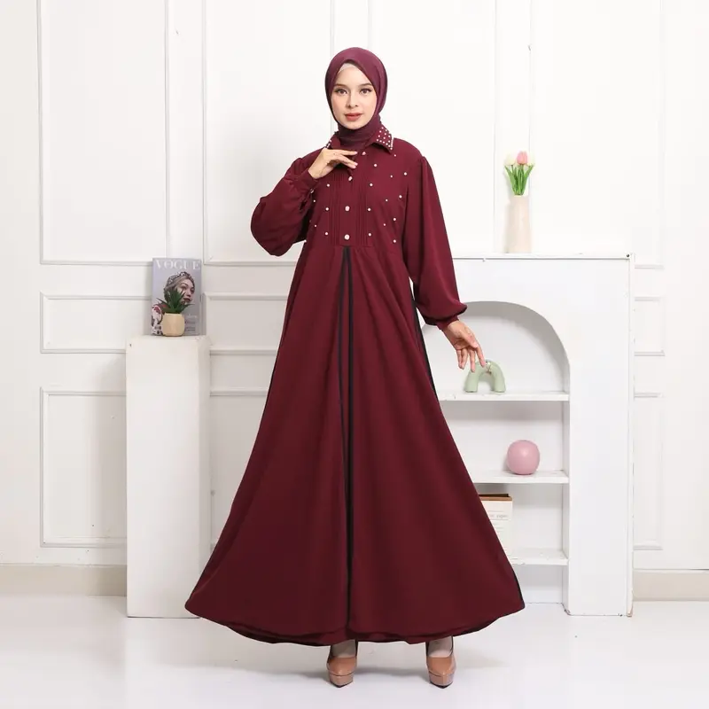 NAGOYA GAMIS LEBARAN MUTIARA MEWAH TRENDY GAMIS SYARI NEW TRENDY VIRAL Dress Melar Muslim Bumil Kondangan Nyaman 1