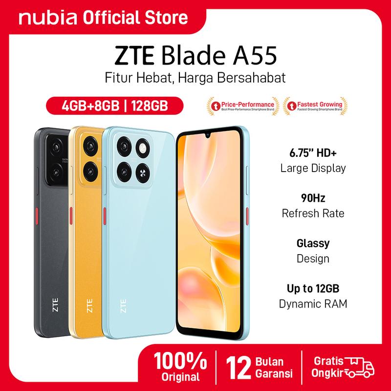 [ANDRIYADI SHOW] ZTE Blade A55 RAM 4 + 8GB ROM 128GB 5.000 mAh Garansi Resmi 1