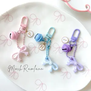 Gantungan Keychain Pita Star Ada Lonceng Bunyi Untuk Tas&Hp//BISA PILIH HURUF//Gantungan Lucu Aesthetic Pita Star Untuk Wanita