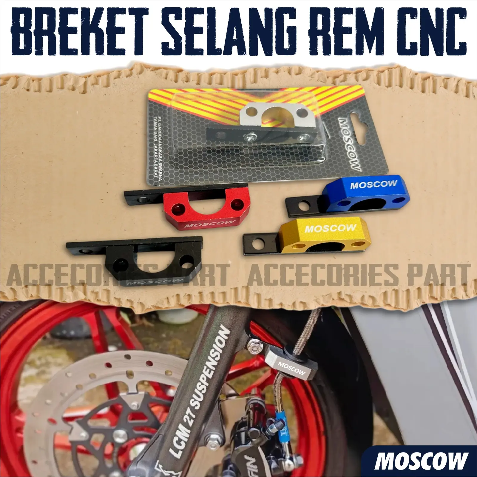 MOSCOW BREKET SELANG REM MOTOR FULL CNC KLEMAN SELANG REM MOTOR DEPAN / GARDAN KLEMAN GARDEN KLEM SELANG REM BISA UNTUK SEMUA MOTOR ( UNIVERSSAL ) HONDA YAMAHA AEROX PCX NMAX ADV SCOOPY BEAT