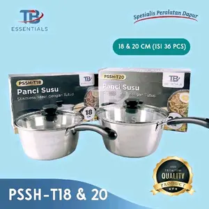 (UP) Panci Susu Stainless Steel Tutup Kaca Elegan Uk 20cm + bonus 1 pcs panci gg hitam stainless steel uk 16 cm