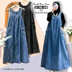 Sachi Overall Jumbo Bahan Jeans Terbaru Ld 108 ld 120 ld 130 Pb 135 Polos Wanita Dress