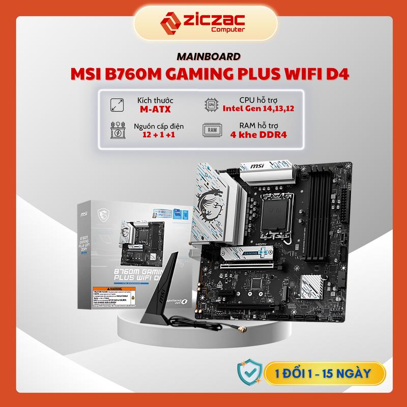 Mainboard MSI B760M Gaming Plus Wifi DDR4 (Wifi 6E + Bluetooth) - BH 36th