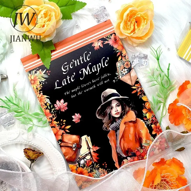 JIANWU 20 Sheets Vintage Character Flower Landscaping Material Decor Sticker Book Creative DIY Journal Collage Stationery