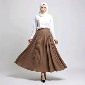 Rok Plisket Premium - Allsize Mayung Rapi, Bahan Adem, Harga Termurah! karet muslim wanita  bawahan  hitam Kerja Basic  Putih Dewasa Tebal