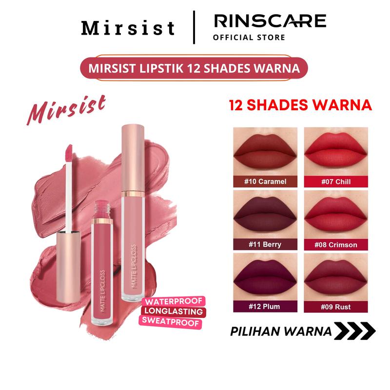MIRSIST - Matte Lipgloss Lipstik Matte Nude Tahan Air Longlasting 12 Shades Harum Lipstick Lipmatte 0