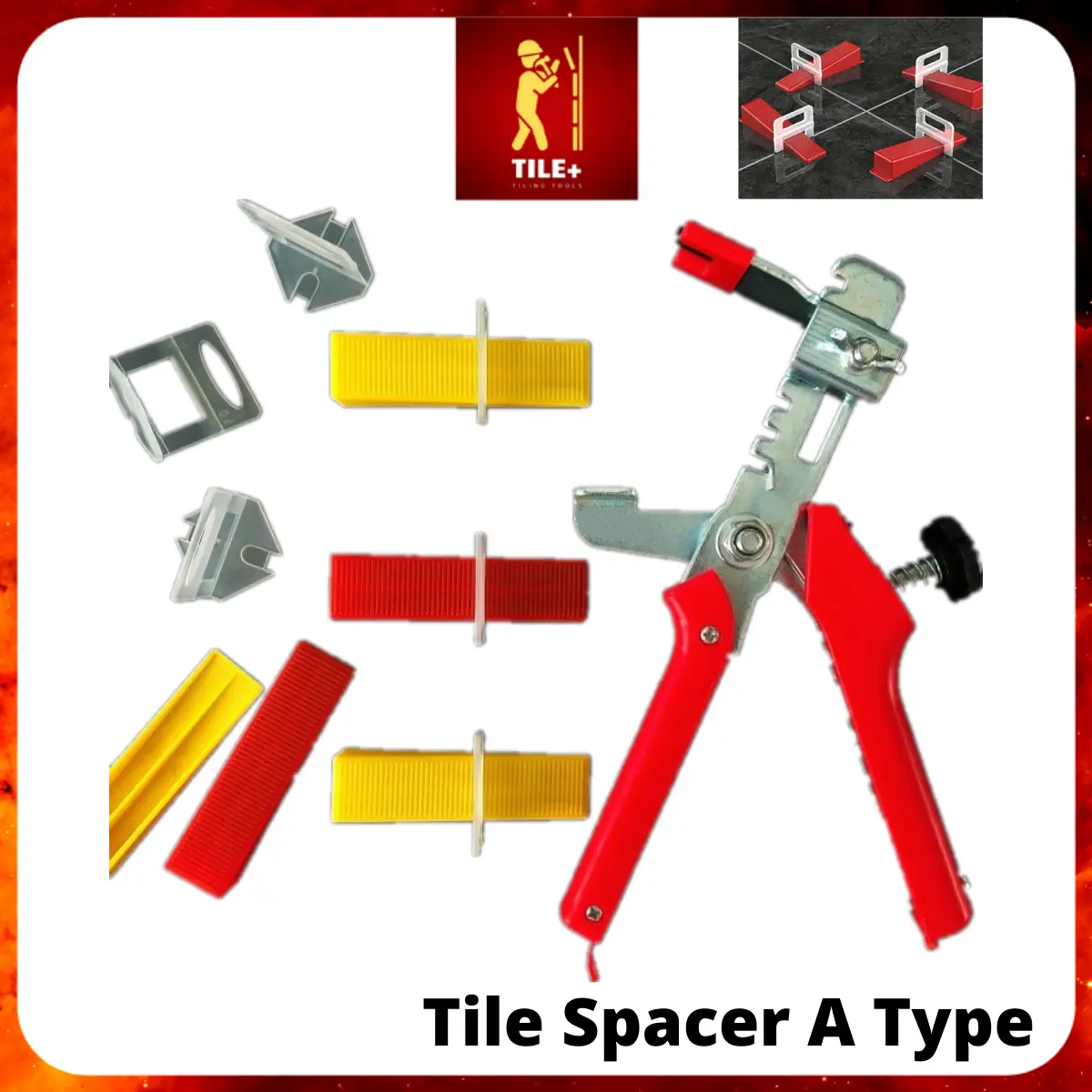 Tile+ Tile Spacer A Type Tile Installation Professional Easy Red Clip Leveling Base Leveler