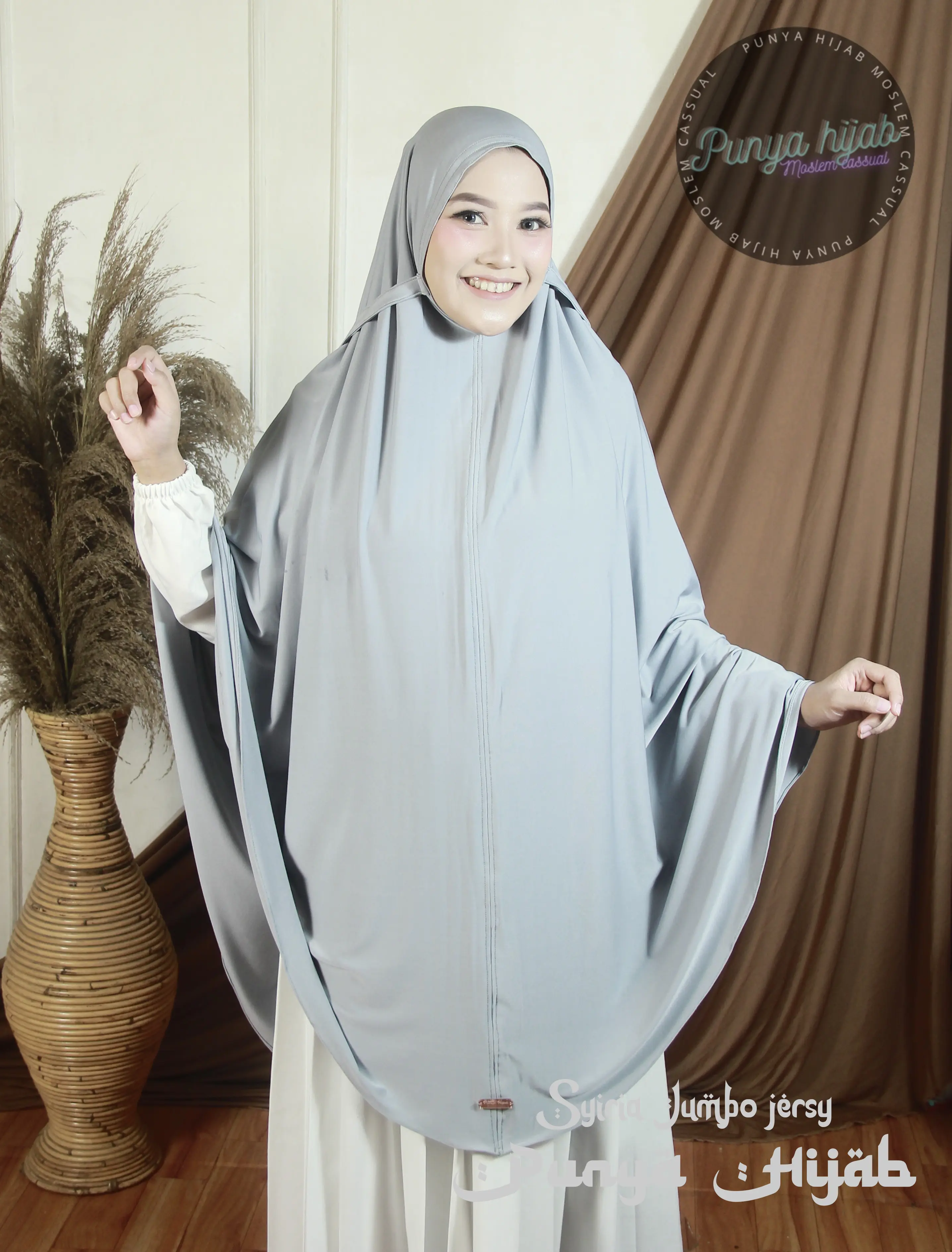 Jilbab Syari Super Jumbo XXXXL Polos non pad Jersey Premium Khimar Syari Super Jumbo Bergo Panjang Kerudung Muslim Instan Wanita polyester white