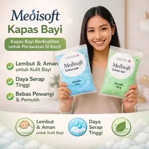 Medisoft Kapas Bola / Kapas bayi / Kapas Bulat / Kapas Medisoft isi 120 Bola Kapas