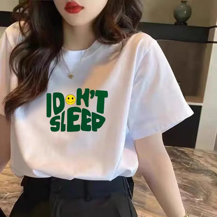 Kaos Distro basic wanita dtf print kaos oblong cewek santai|idontslep Atasan Pendek Polos Tshirt Baju Katun