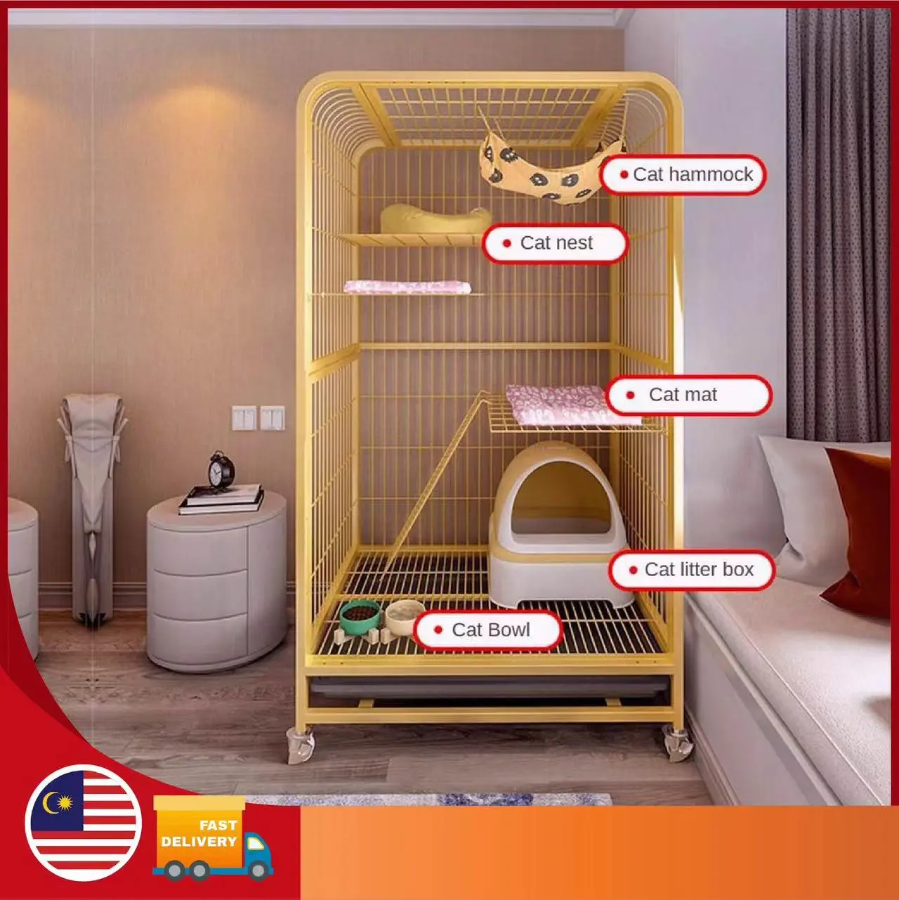 Sangkar Kucing Besar Murah 2 3 Tingkat 4 Level Cat Cage Large Cat House Indoor Dog Cage Cat Villa Platform Besar Rumah Kucing