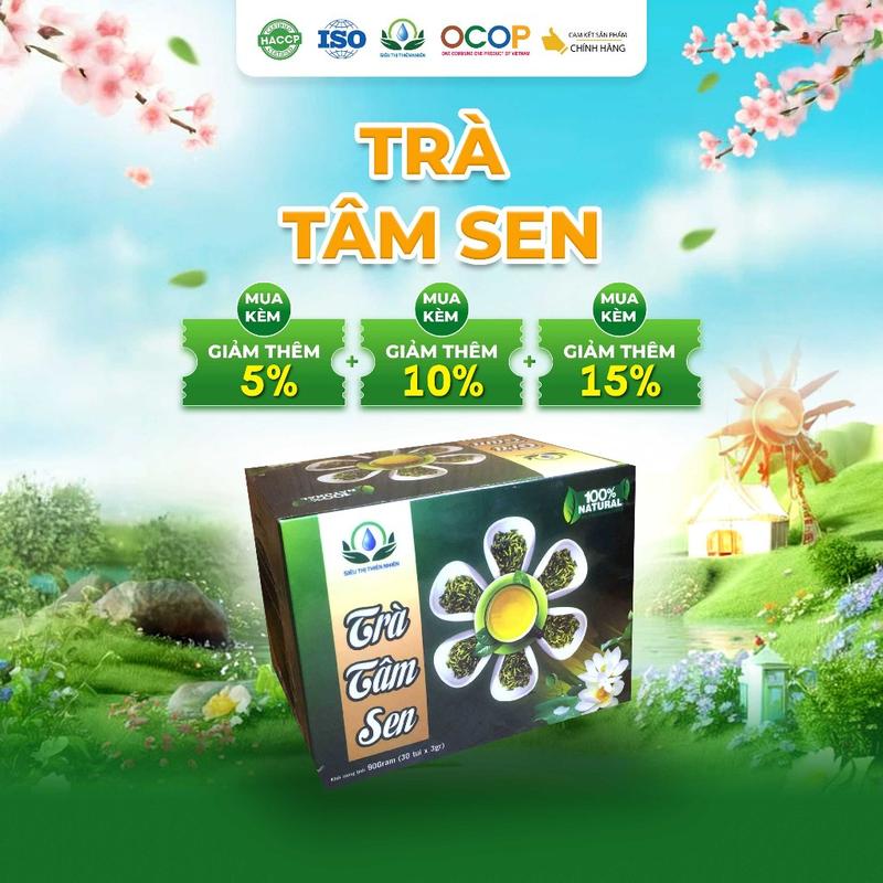 Trà túi lọc tâm sen hộp 30 túi lọc 3gram - Siêu thị thiên nhiên