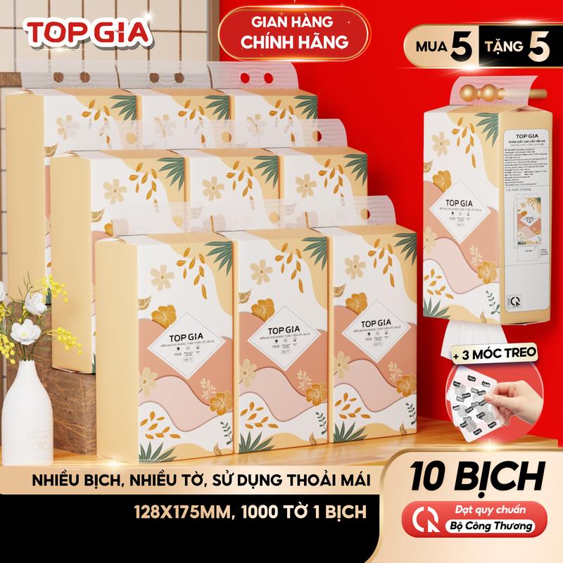 [KEYLIVE VS] Thùng 10 Bịch Khăn Giấy Tiểu Hạ TOP GIA 4 Lớp Mềm Mịn, Thành Phần Bột Gỗ Tự Nhiên An Toàn, Khăn Giấy Vệ Sinh 1000 tờ, 4 lớp Tặng 3 móc treo tiện lợi Giấy Vệ Sinh giấy rút đa năng treo tường ĐẠT QUY CHUẨN CỦA BỘ CÔNG THƯƠNG LTG86