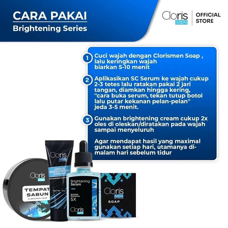 CLORISMEN BRIGHTENING SERIES- UNTUK MENCERAHKAN KULIT WAJAH Hitam Memutihkan 4