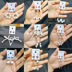 Anting Hijab Juntai Mutiara Panjang - Anting Earrings non hijab panjang harian anting-anting