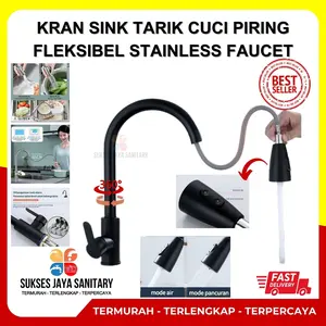 Kran Sink Angsa Tarik Stainless Steel Panas Dingin Keran Cuci Piring Fleksibel Stainless Faucet kran Cuci Piring Kitchen sink kran air cuci piring Baja  keran dapur Jet kran  air