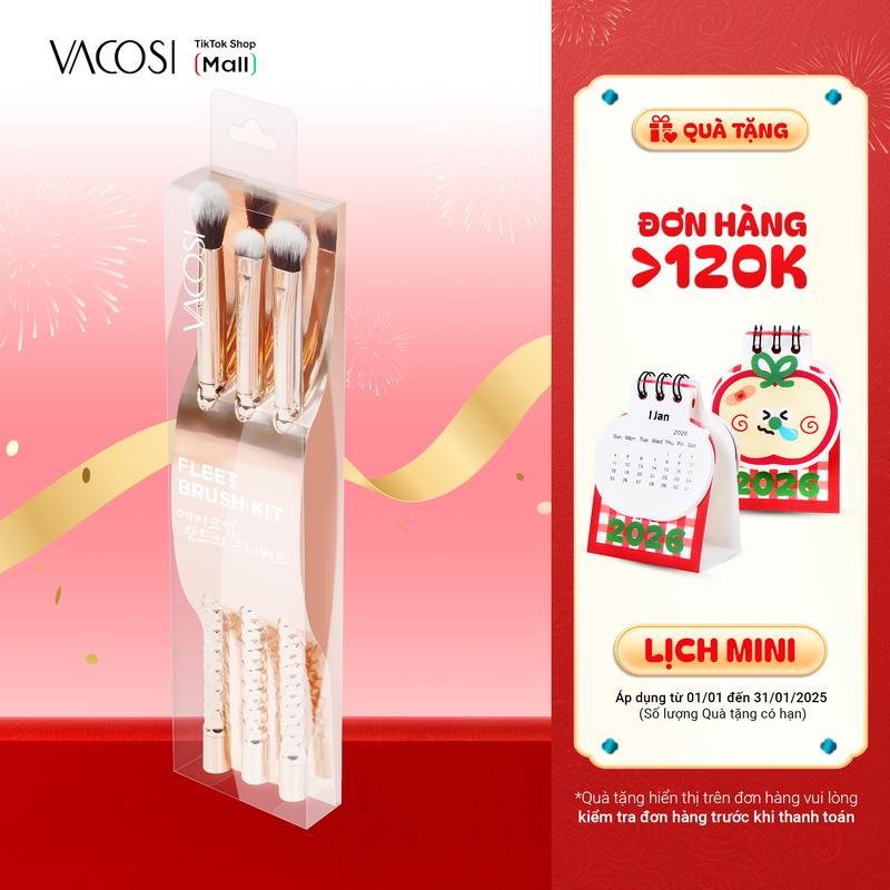 Bộ 3 Cọ Mắt Cơ Bản VACOSI SC03 | Phiên Bản Golden Dragon Lông Mềm Mịn Tán Màu Mượt & Đa Năng SC03