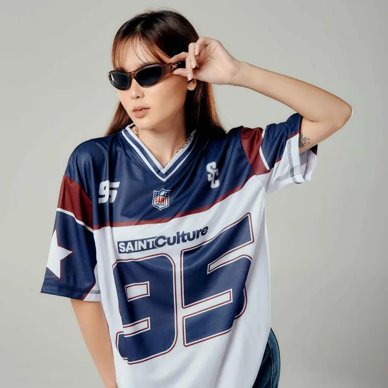 Saint Culture / Hazel NFL 95 / Baju Jersey Vintage Kaos Oversize Retro Rugby NFL Jersey Boxy Oversized TShirt Y2K Outfit Baseball Hockey T Shirt Streetwear 4
