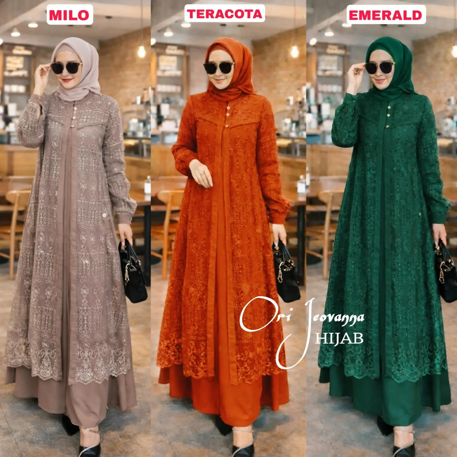 Hayya Gamis Wanita Bahan Crinkle Aplikasi Brokat Ukuran S M L XL XXL 3XL Dress Brukat Pesta Pernikahan Mewah Elegan BUSUI Warna Mahogany Emerald Burgundy Teracota
