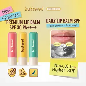 [Pre-Order] Buttered Premium Lip Balm Harian SPF 30 PA++++ Daily Lip Balm untuk Pemakaian Harian dengan Broad Spectrum UVA UVB Melembapkan Hingga 16 Jam Perawatan Bibir Kering Lipbalm Ringan Tidak Lengket dan Nyaman Dipakai Sehari-hari