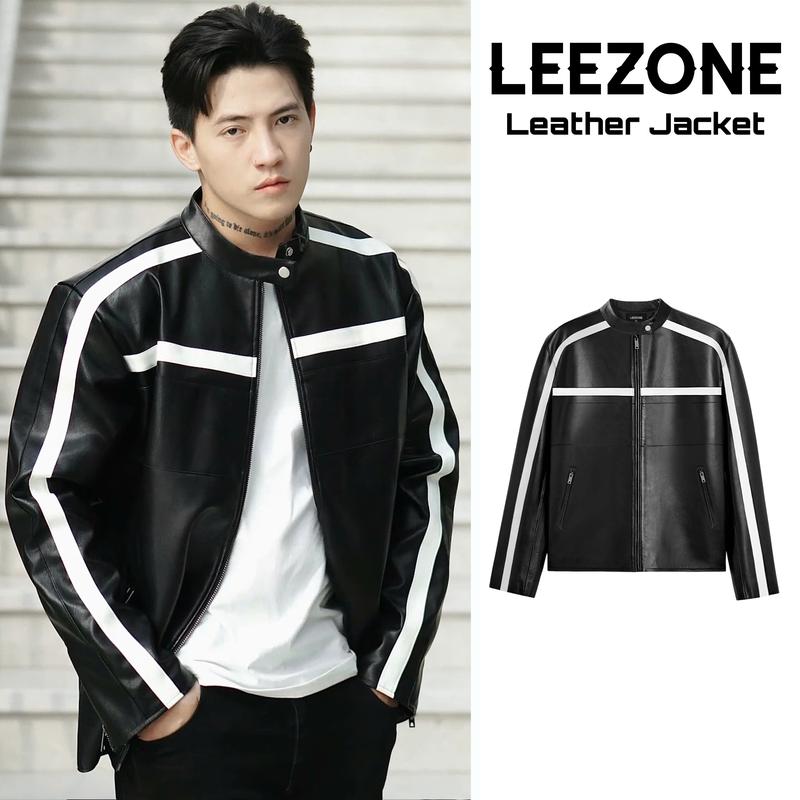 Áo khoác Da PU nam LeeZone dày đẹp cao cấp | PU Cổ Trụ