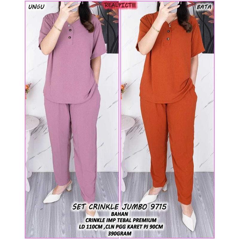 Product Introduction of Setelan Wanita Celana Dewasa WG NEW ONE Set Crinkle Lengan Pendek Baju Panjang Airflow 12