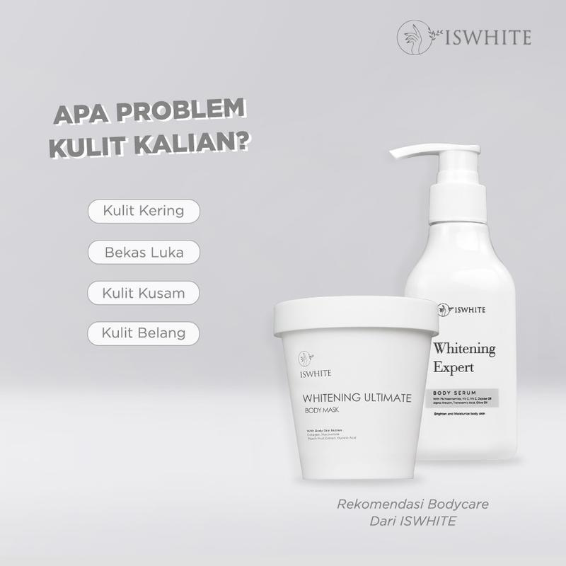 [GET FREE POUCH DAN SPATULA] ISWHITE Bodycare Glowing Package Body Mask Body Serum Pencerah Tubuh Lotion Peach Extract Niacinamide BPOM Mencerahkan 3