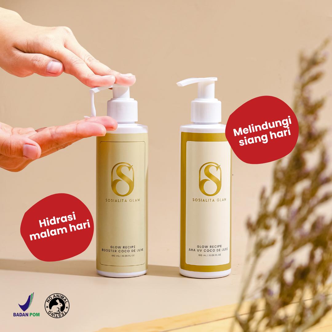 Paket Bundling Sosialita Body Lotion Glow Booster White Coco De Luxe Melembabkan dan Melindungi Kulit dari Sinar Matahari