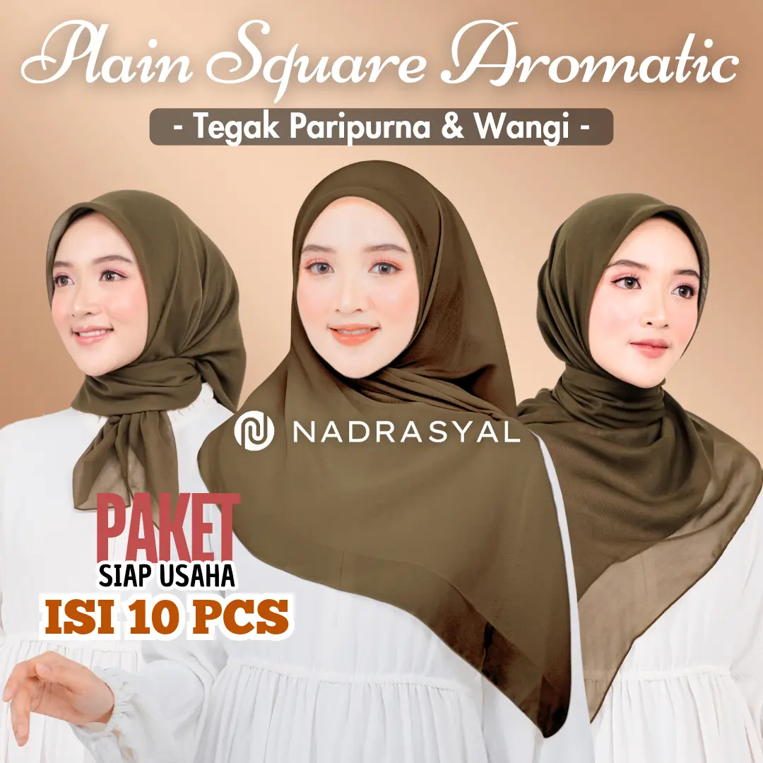NADRASYAL - ISI 10 PCS PAKET USAHA Plain Square Hijab Segiempat Polycotton hijab persegi Bella Square (TANPA LABEL) Kerudung  Wanita Muslim