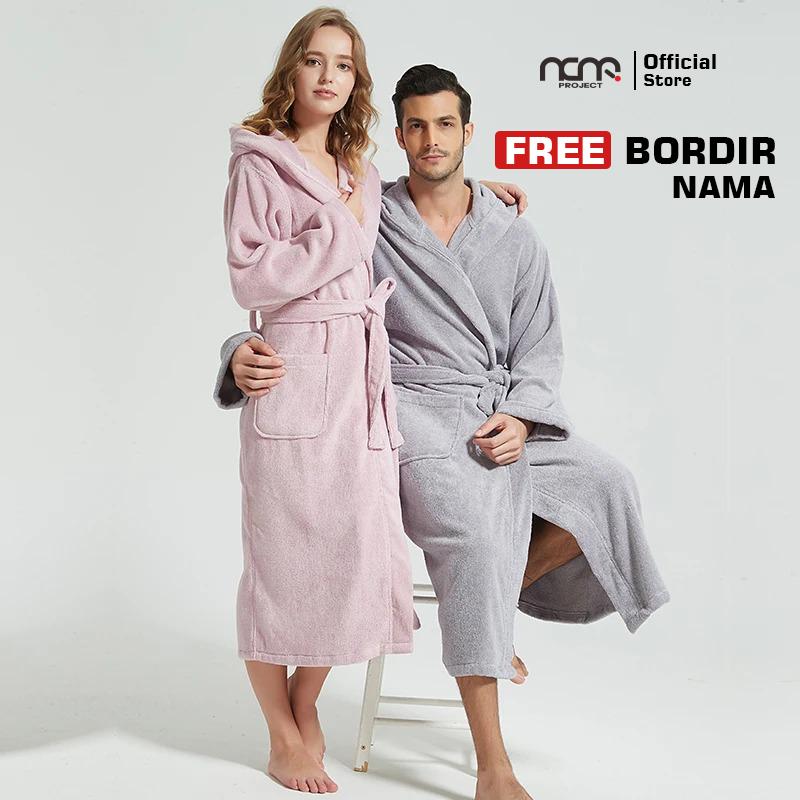 Handuk Kimono Hoodie Bathrobe Black Premium Free Bordir Dewasa 6