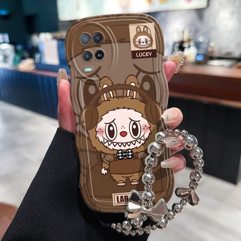 Casing Hp Untuk OPPO A54 4G Casing Hp gelombang Kasing Kesing Cesing Softcase Case Kartun Kelinci lucu Dengan rantai