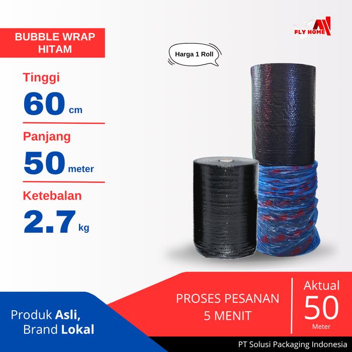 Gambar FLYHOME Bubble wrap 60cm potongan 2,7kg hitam 1 roll hitam 60x50meter - Hitam dari Flyhome Brand Lokal Kota Depok Tokopedia
