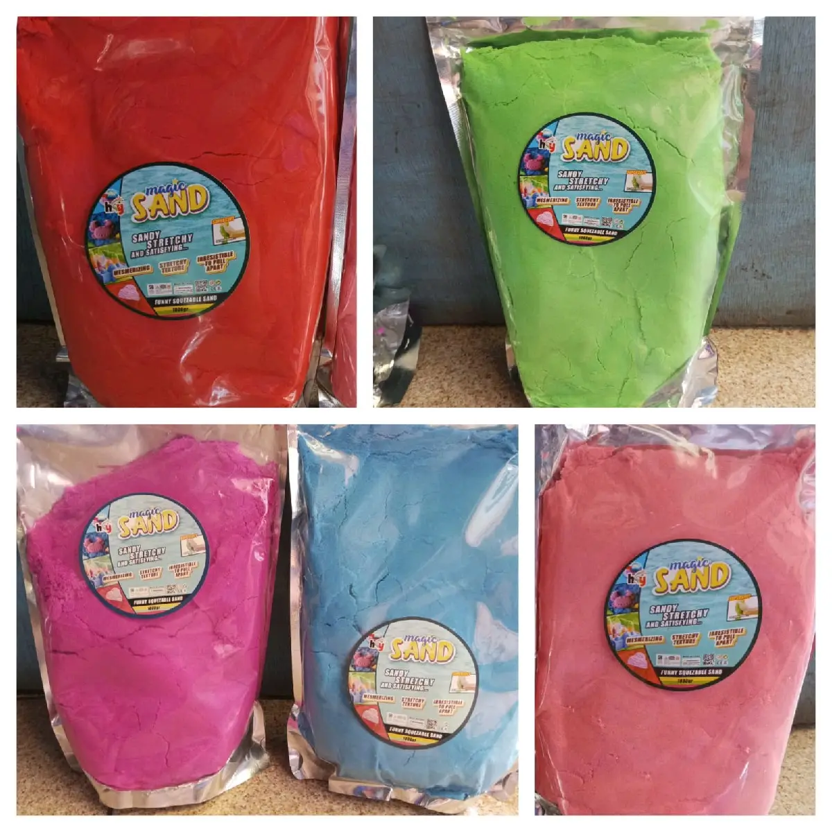 mainan anak Pasir ajaib refill 1kg kemasan pouch Sand Toys pesta merah pasir mainan anak pelatihan & pengamatan memori pasir merah