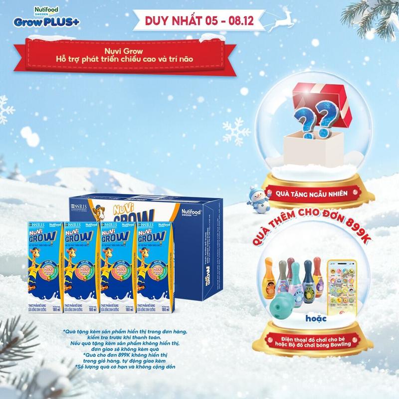 CHỌN PHÂN LOẠI Thùng 48 hộp x 180ml Sữa Bột Pha Sẵn Nuvi Grow - hỗ trợ phát triển chiều cao- Link chính