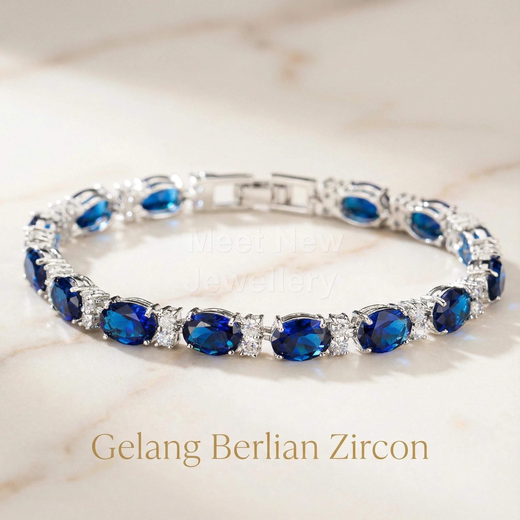 MNSG39 Aksesoris Musim Panas Gelang Zirkonia Berwarna Kristal Multiwarna Sederhana Perhiasan Elegan untuk Gaya Fashion