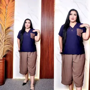 Setelan 7/8 JUMBO LD 120 CM, V neck Cringkel Airflow