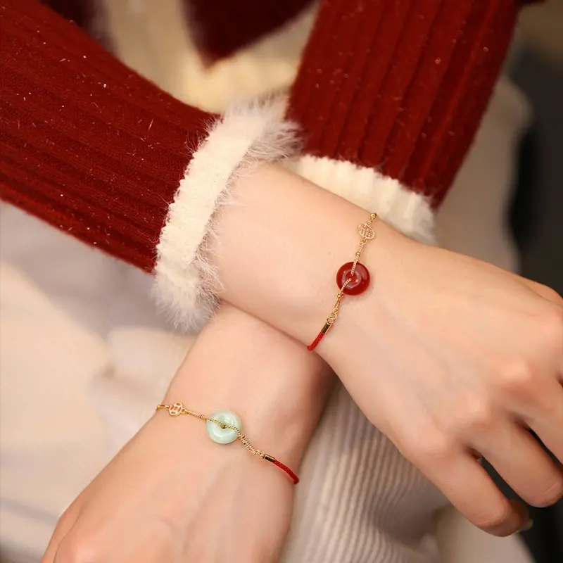 【OGDA】Jade Bracelet Red Hand Rope Agate  925 Pure Silver New Year Gift Birthday Gift