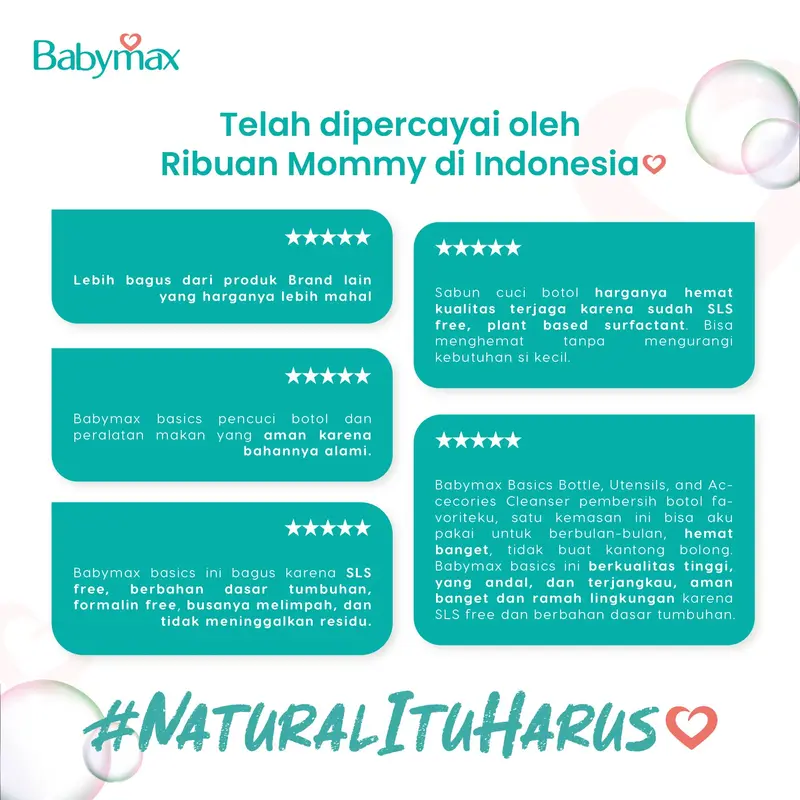 Babymax Basics Bottle, & Utensils, Cleansers 900 mL (isi 1 pcs) - Sabun Botol Bayi - SLS Free - Natural 4