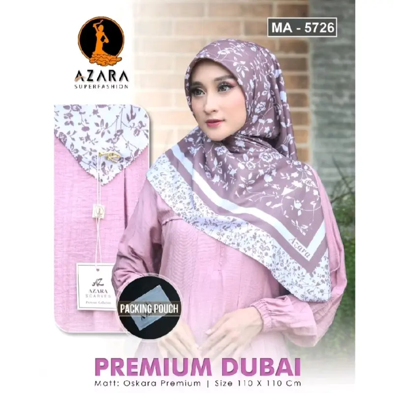 Alka - ( 7 hijab ) AZARA POUCH SEGIEMPAT MOTIF // BISA REQUEST WARNA // BAHAN VOAL DUBAI ( LOGO BESI AZ + HANGTAG ) 2