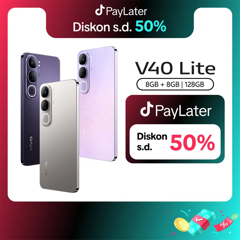 V40 Lite 4G (8/128) - AI Aura Light Potrait, AI Erase, 80W FlashCharge, 32MP Front Camera