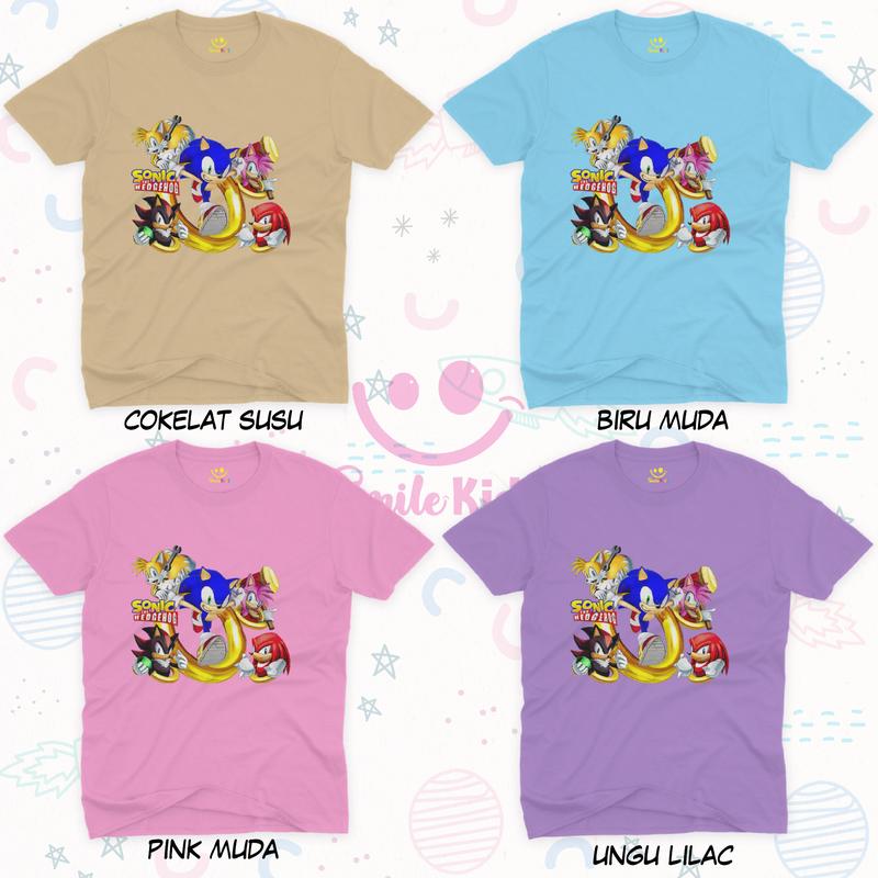 KAOS BAJU ANAK MOTIF SONIC THE HEDGEHOG AND FRIENDS Fashion Usia 1-10 Tahun Combed Cotton Perempuan 5