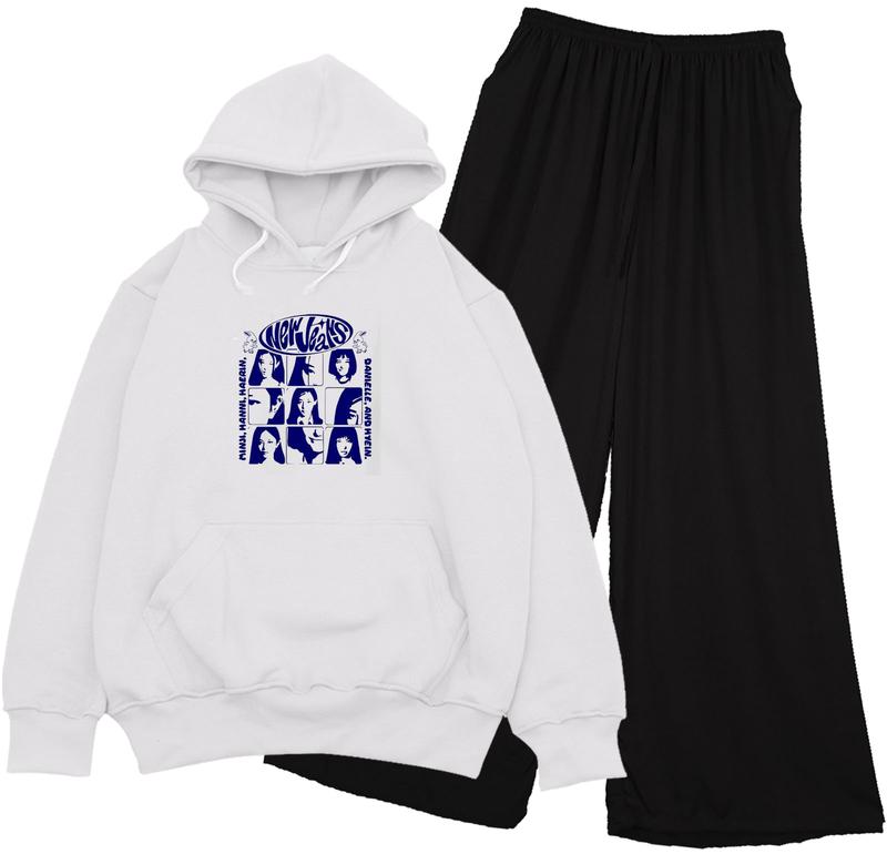 Setelan Sweater Hoodie Viral New Jeans Anak Remaja Perempuan 9-16Tahun Celana Kulot Fashion COD 5
