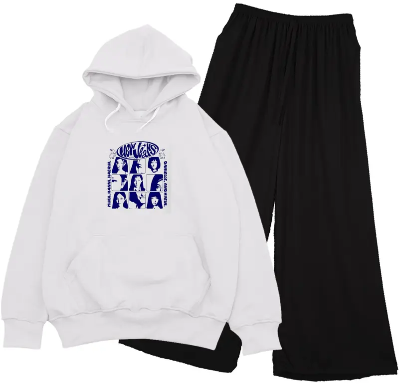 Setelan Sweater Hoodie Viral New Jeans Anak Remaja Perempuan 9-16Tahun Celana Kulot Fashion COD 5