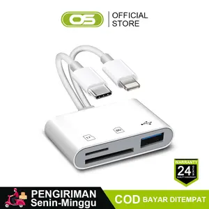 OSCROP 2in1 OTG Adapter Card Reader Untuk IPhone Lightning To SD/TF Memory Card / Type C To SD/TF Memory Card OTG Data Transfer