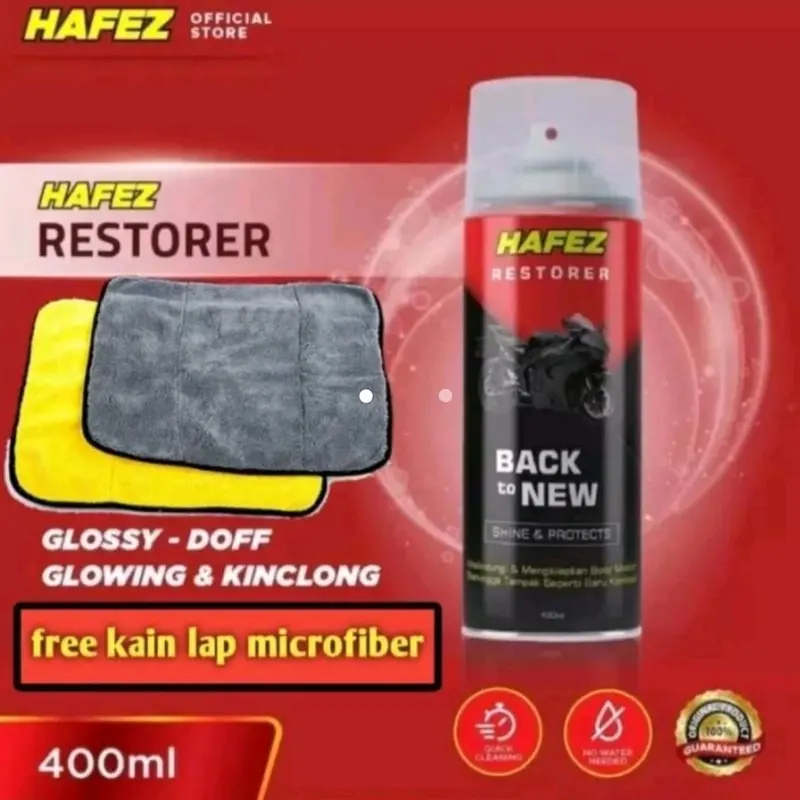 Hafez Restorer pembersih pengkilap body motor dan mobil - 400ml Original Kendaraan Car Semprot Microfiber 1