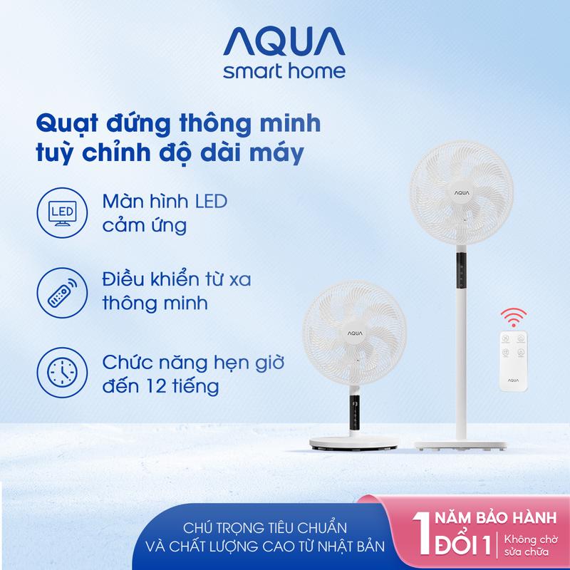 Quạt cây đứng Aqua FED3502R thân cảm ứng, điều khiển từ xa, có hẹn giờ và thu dài ngắn