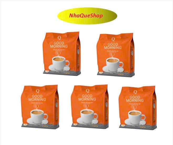 ( sale )Combo 5 bịch cafe sữa Trần Quang Goodmorning Coffee cà phê 3 trong 1 Socola cafe