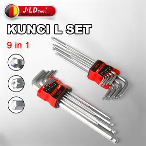 JLD 9pcs KUNCI L BINTANG SET PANJANG Kunci L Set T10-T50 Kunci L Long Torx Hex Key Set Key Wrench Long Metric Set Ball Point Hexagonal