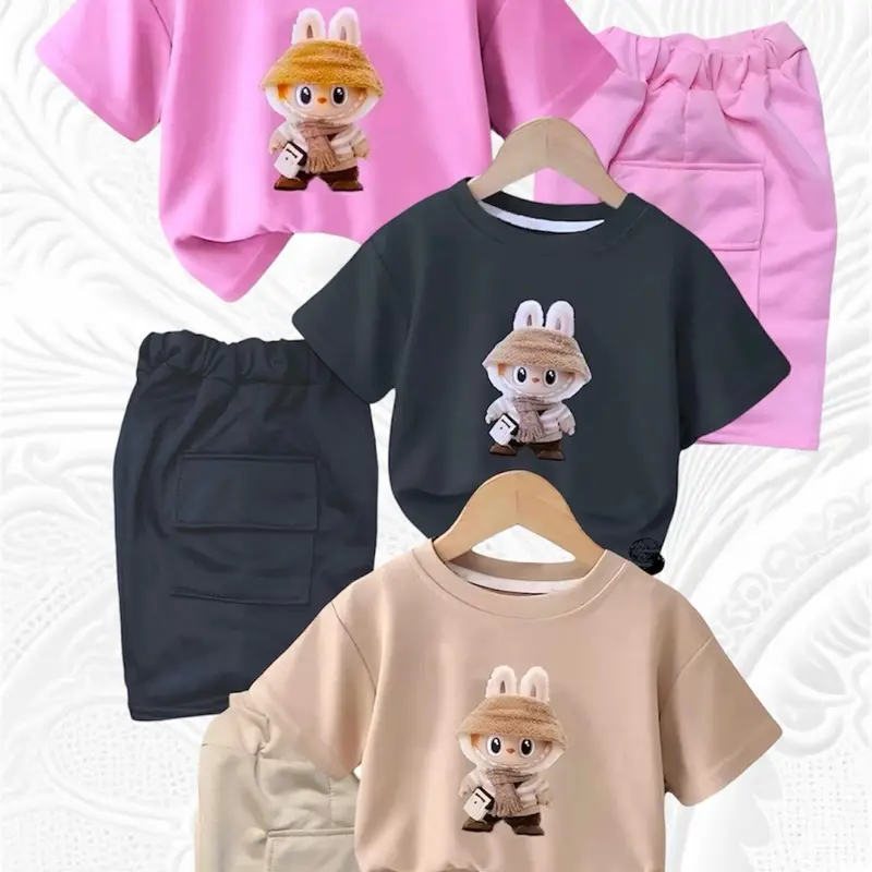 Setelan Anak Celana Pendek Labubu Viral 3-10 Tahun - Fashion 4